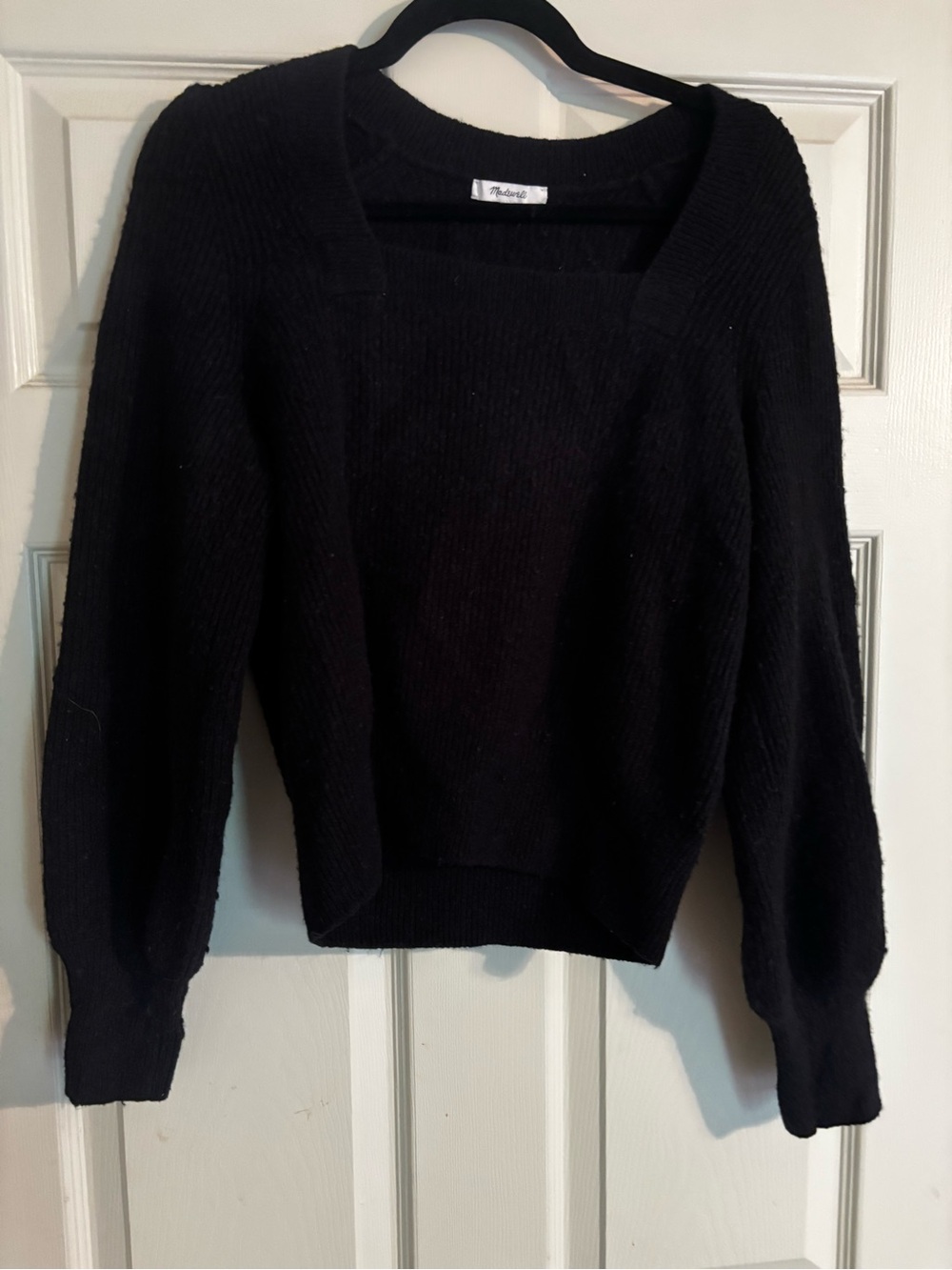 Madewell Bouclé Square Neck Sweater Black Size M 🖤